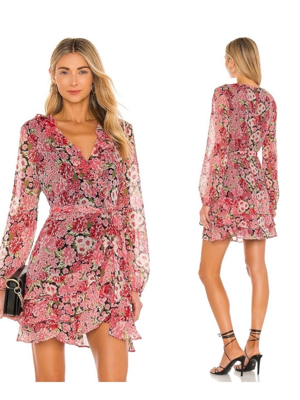 Bardot Pink Floral Ruffle Mini Dress Size M, US6, NWT